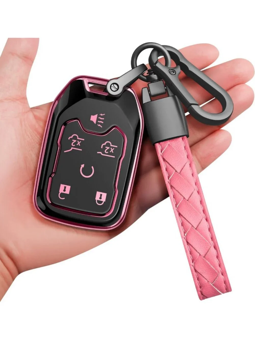 Soft Pink Key Fob Cover with Keychain - Full Protection for Chevy & GMC Vehicles